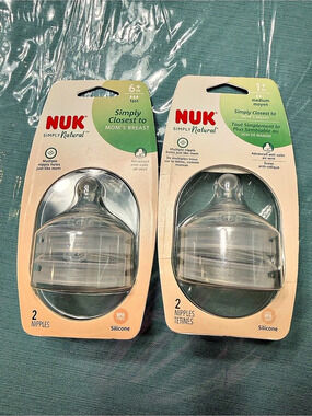 NUK Simply Natural Nipples Clear Baby 6+ & 1+ Months NWT